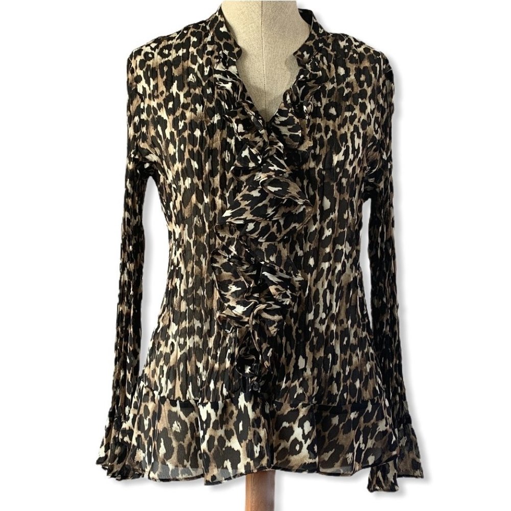 Style & Co Crinkled Ruffled Button down